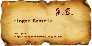 Hinger Beatrix névjegykártya
